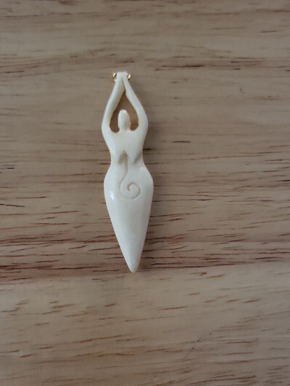 Carved Goddess Pendant Necklace in Cream